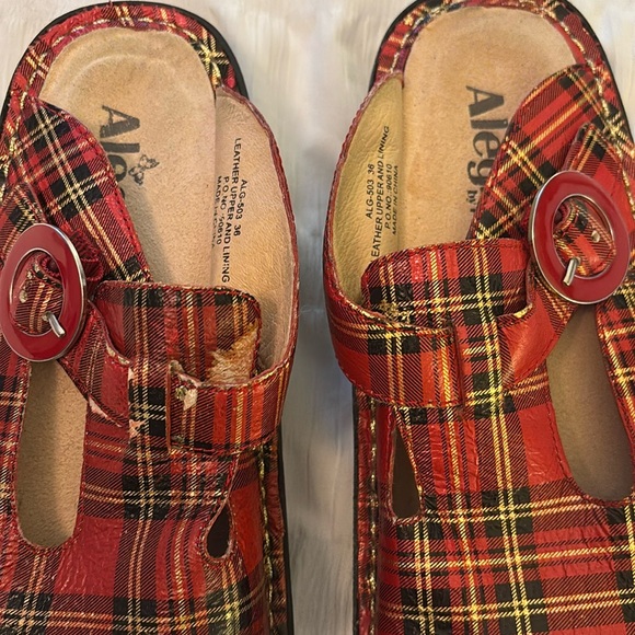 Alergria PG LITE plaid red leather mule shoes -size 36 (US 6 - 6.5) - Picture 8 of 12